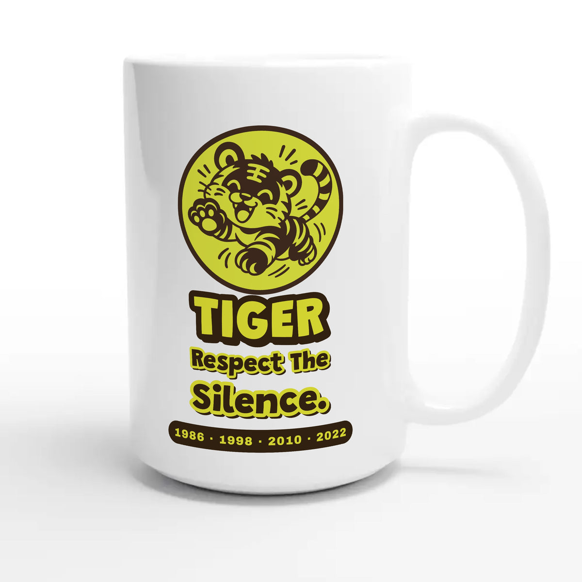 Tiger • Respect The Silence — cute 15oz white coffee mug