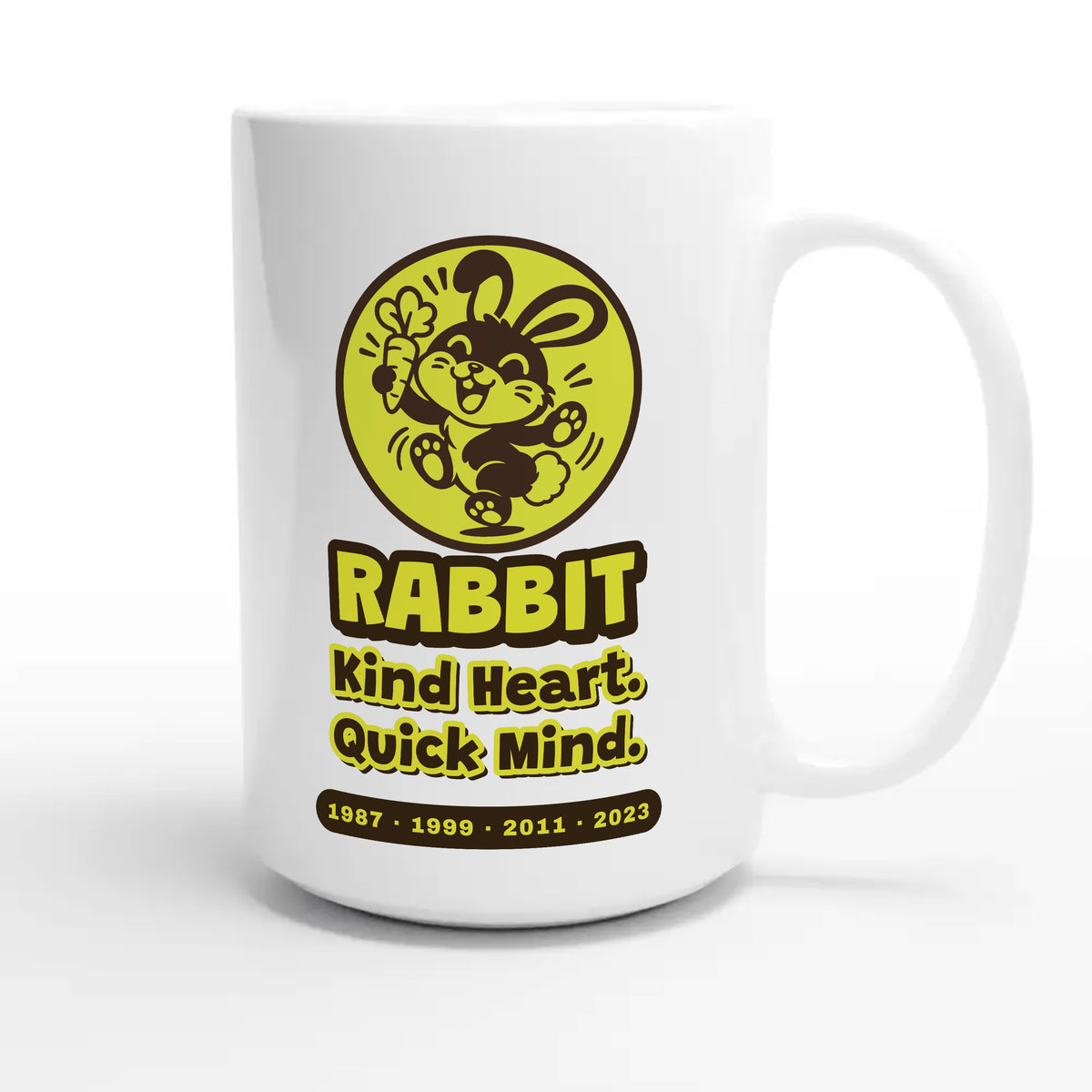 Rabbit • Kind Heart. Quick Mind — cute 15oz white coffee mug