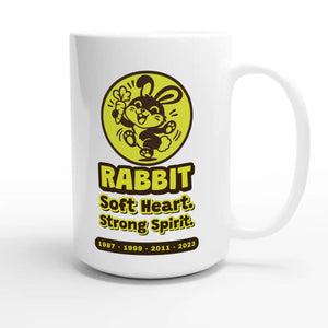 Rabbit • Soft Heart. Strong Spirit — cute 15oz white coffee mug