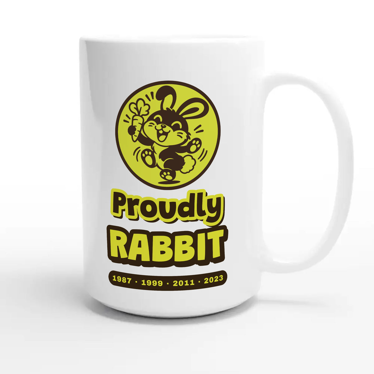 Proudly Rabbit — cute 15oz white coffee mug