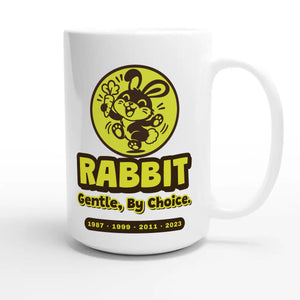 Rabbit • Gentle, By Choice — cute 15oz white coffee mug