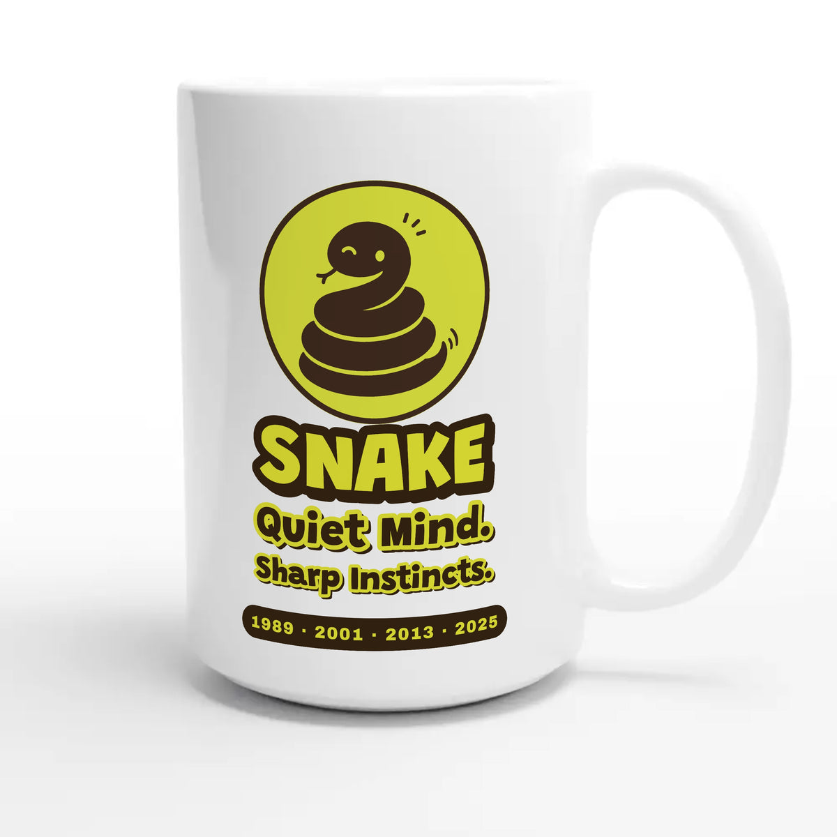 Snake • Quiet Mind. Sharp Instincts — cute 15oz white coffee mug