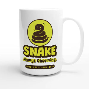 Snake • Always Observing — cute 15oz white coffee mug
