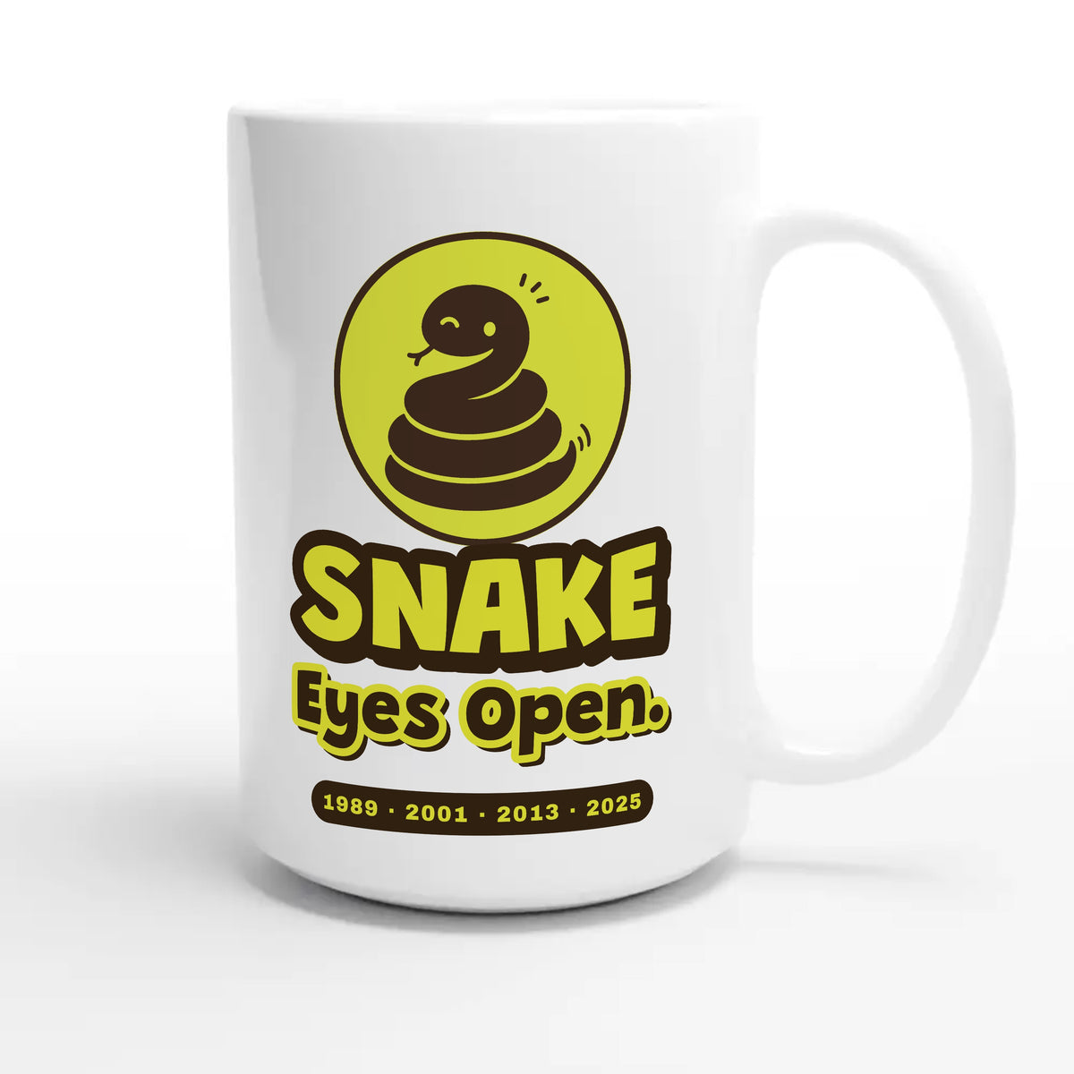 Snake • Eyes Open — cute 15oz white coffee mug