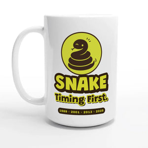 Snake • Timing First — 15oz coffee mug, other side