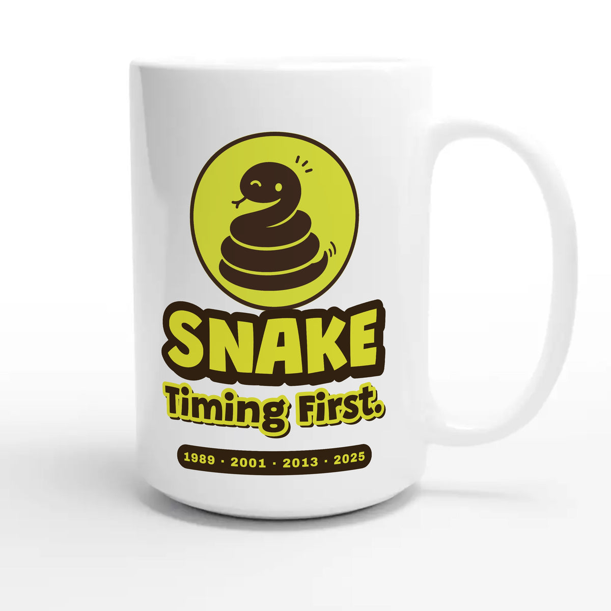 Snake • Timing First — cute 15oz white coffee mug