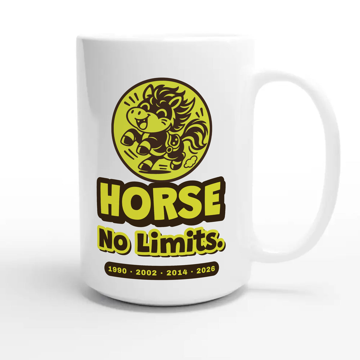 Horse • No Limits — cute 15oz white coffee mug