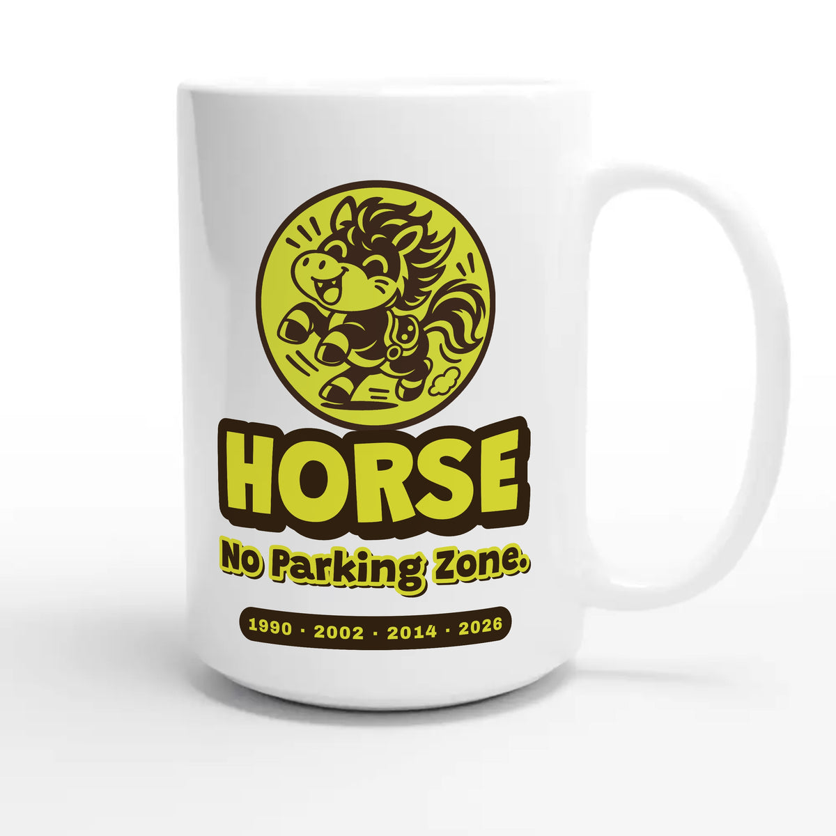 Horse • No Parking Zone — cute 15oz white coffee mug