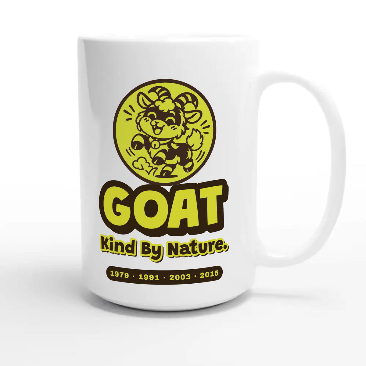 Goat • Kind By Nature — cute 15oz white coffee mug
