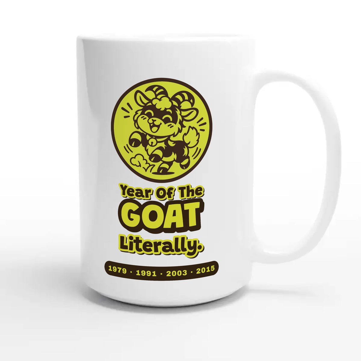 Year Of The Goat. Literally — cute 15oz white coffee mug