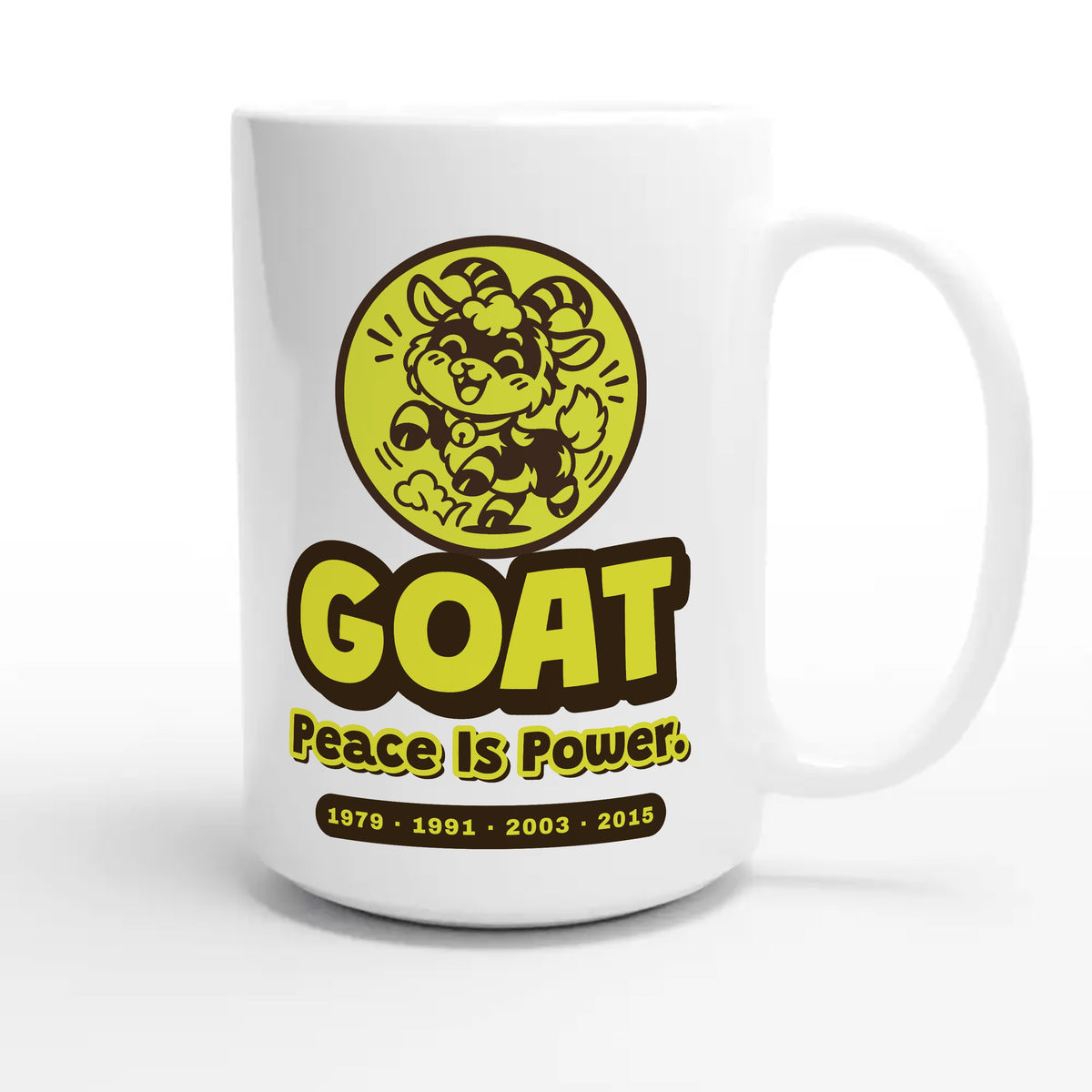 Goat • Peace Is Power — cute 15oz white coffee mug