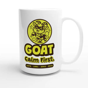 Goat • Calm First — cute 15oz white coffee mug