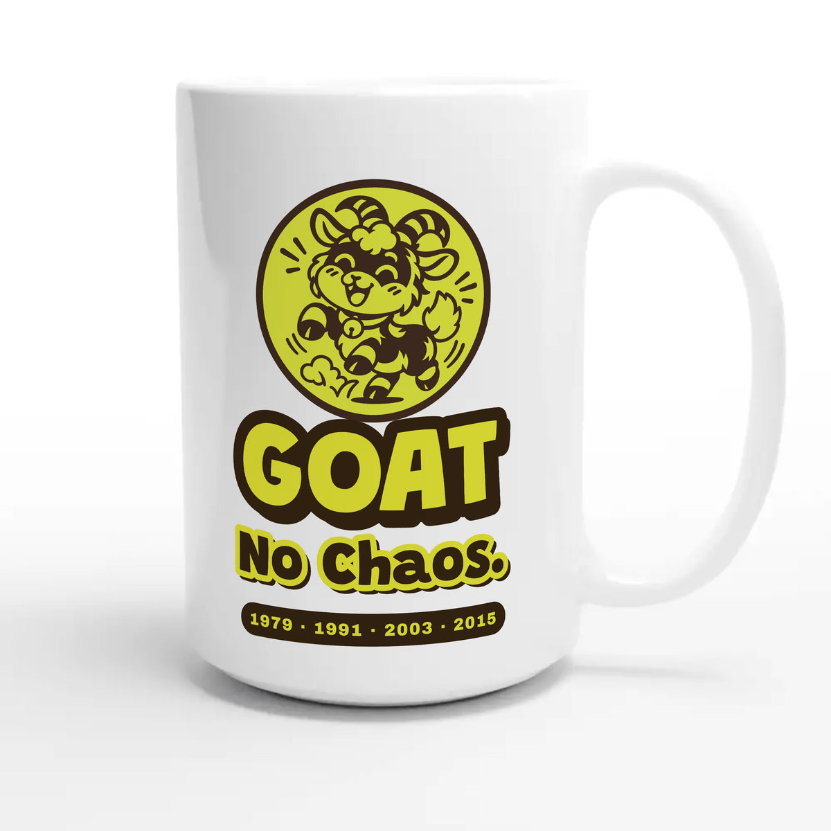 Goat • No Chaos — funny 15oz white coffee mug