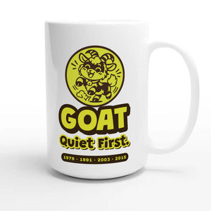 Goat • Quiet First — cute 15oz white coffee mug