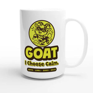 Goat • I Choose Calm — cute 15oz white coffee mug