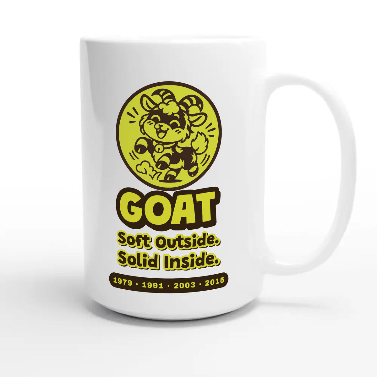 Goat • Soft Outside. Solid Inside — cute 15oz white coffee mug