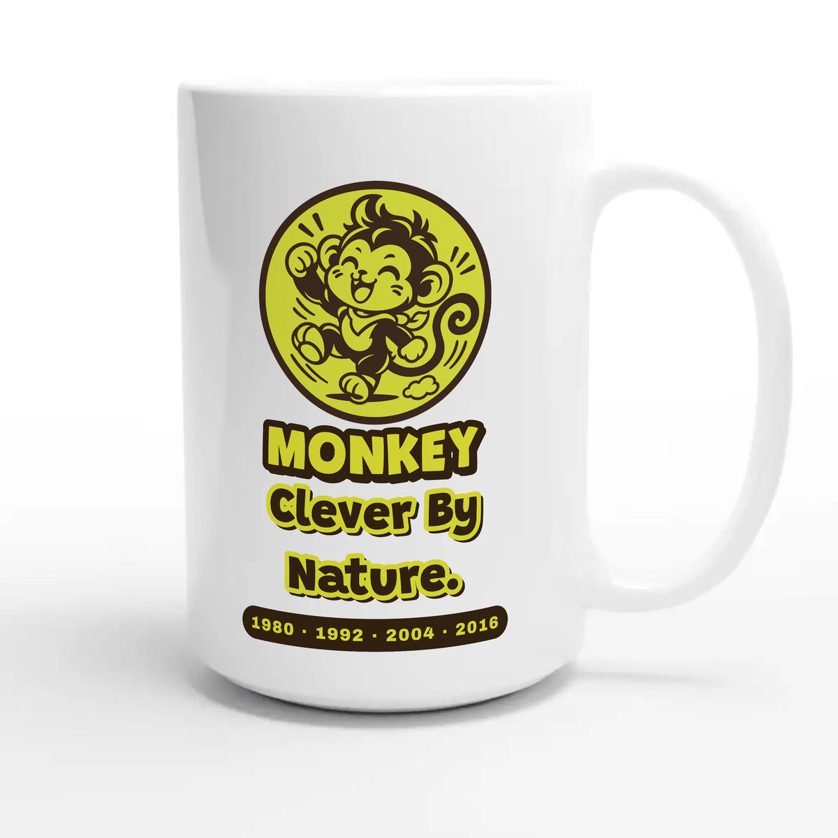 Monkey • Clever By Nature — cute 15oz white coffee mug