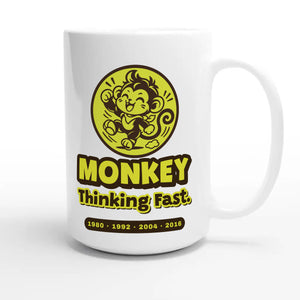 Monkey • Thinking Fast — cute 15oz white coffee mug