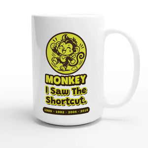 Monkey • I Saw The Shortcut — cute 15oz white coffee mug