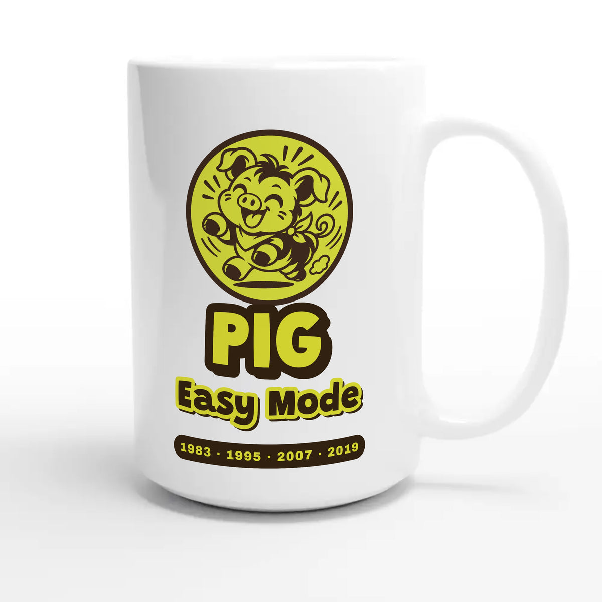 Pig • Easy Mode — cute 15oz white coffee mug
