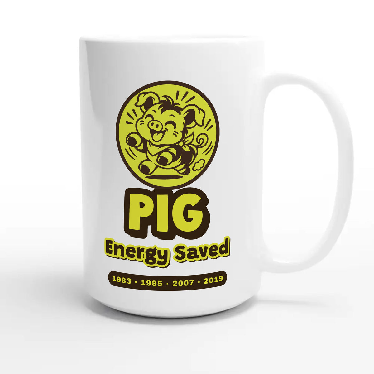 Pig • Energy Saved — cute 15oz white coffee mug