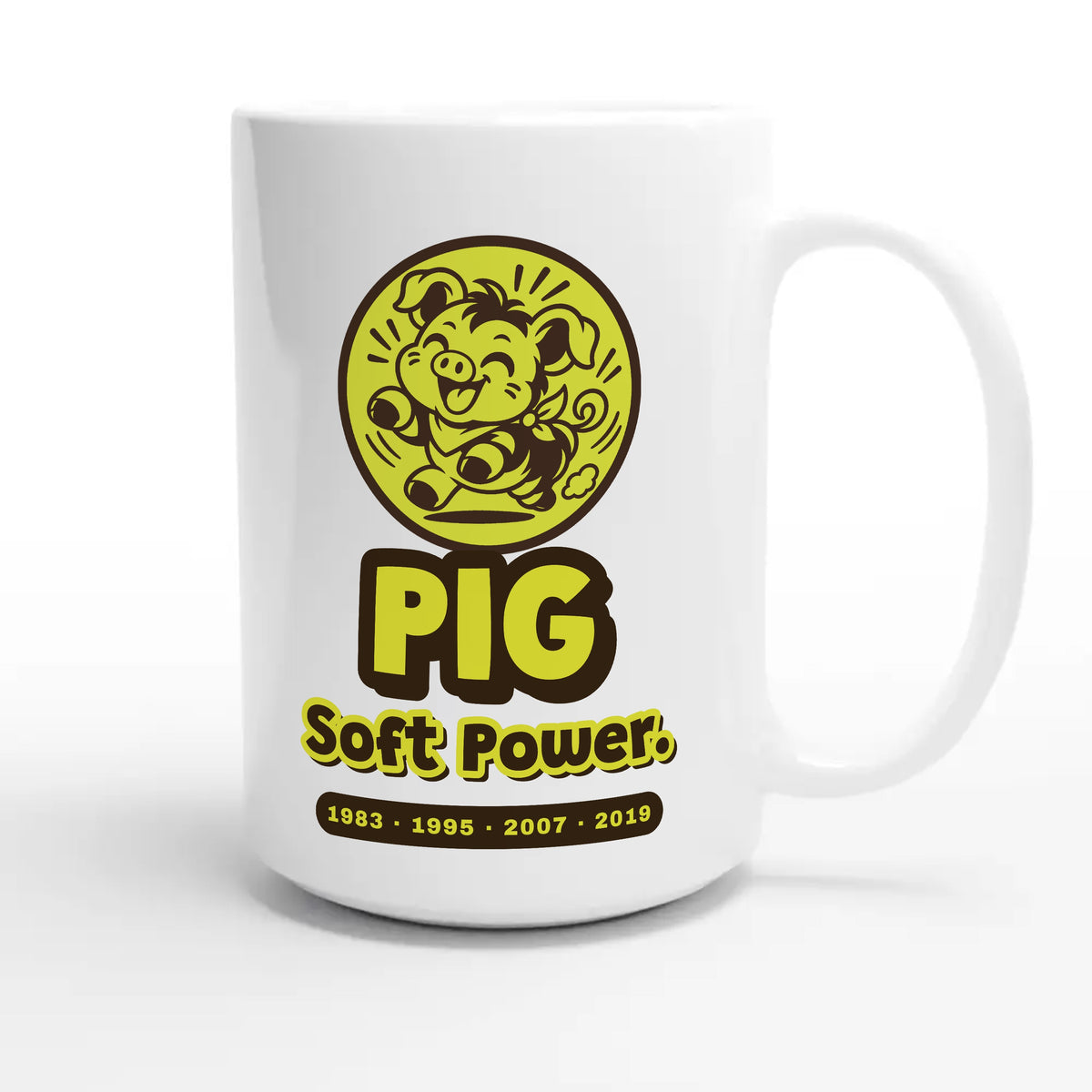 Pig • Soft Power — cute 15oz white coffee mug