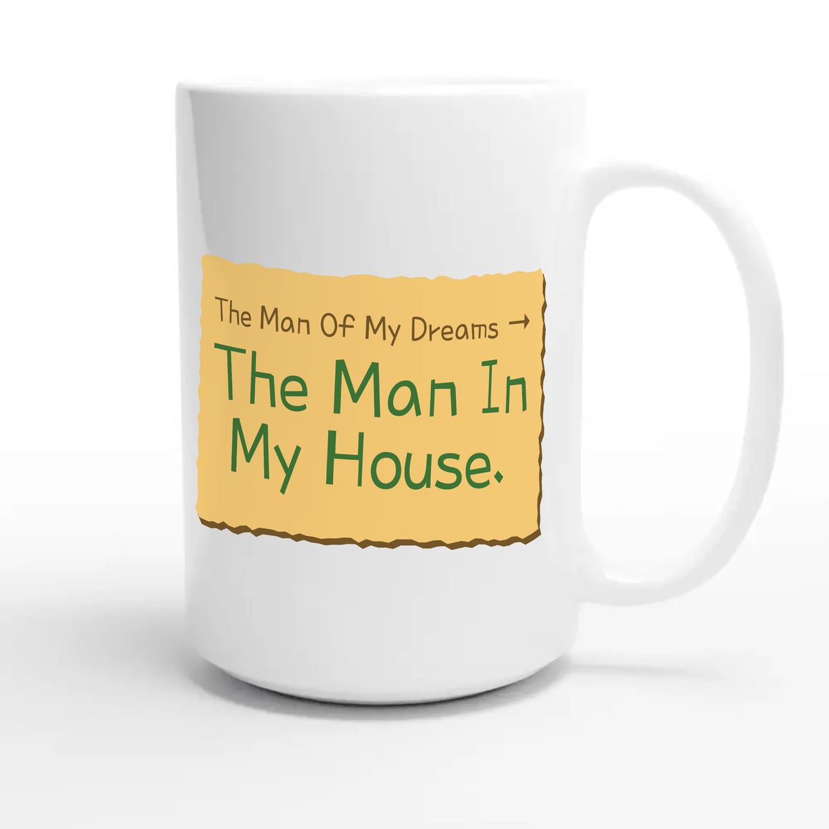 The Man Of My Dreams → The Man In My House — funny 15oz white coffee mug